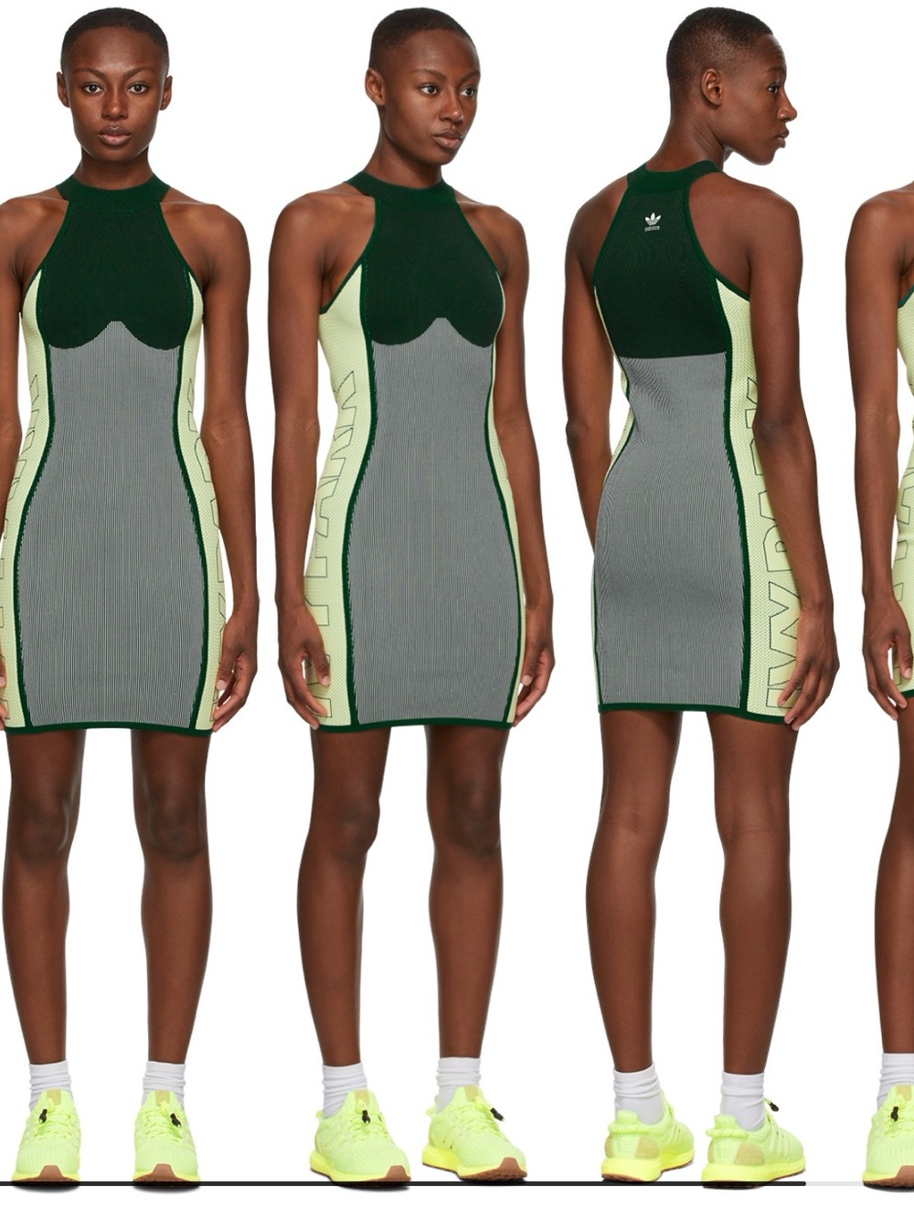 adidas Green and Light Lime Panel Bodycon Mini Dress Ivy park